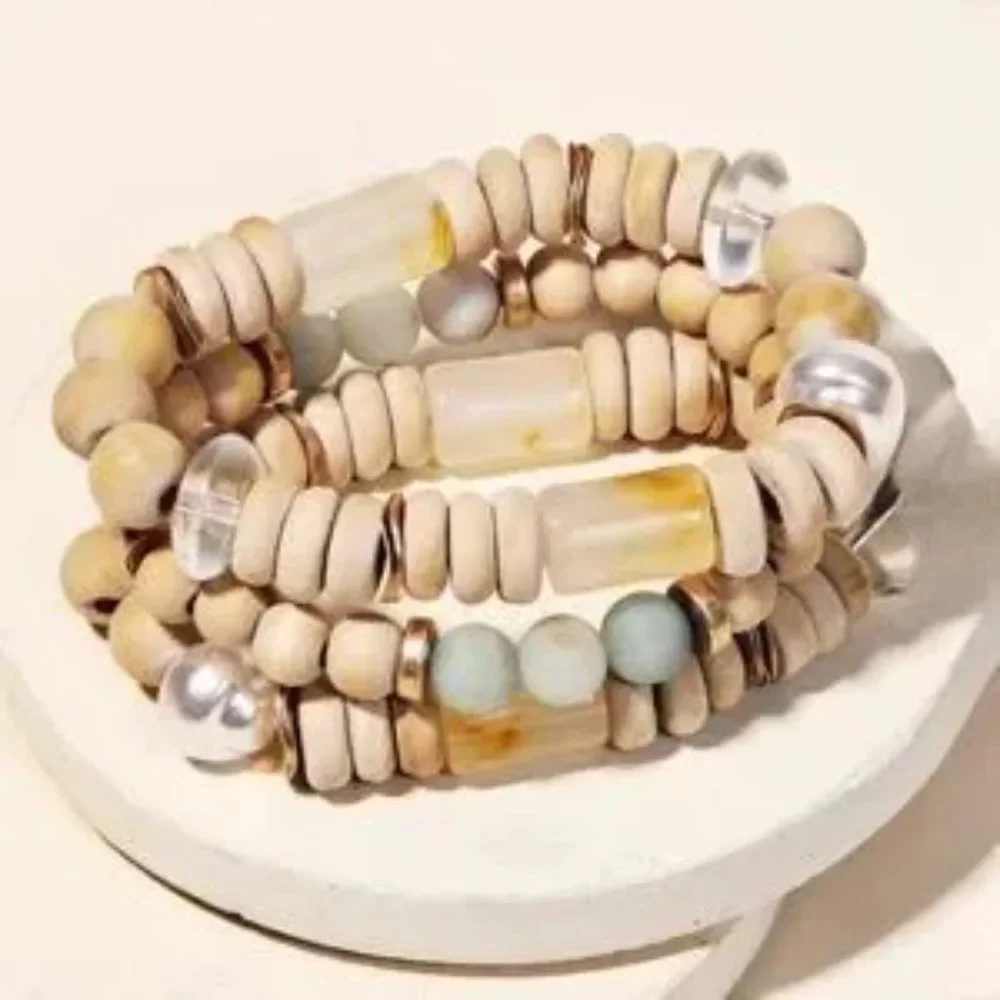 Wooden Beaded Stackable Bracelets - Picture 3 of 3